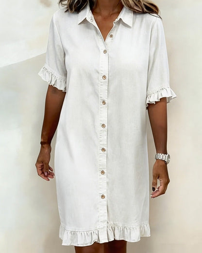 Aveline | Comfortable Denim Dress with Flattering Pleats