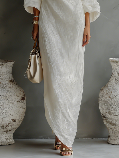 Ivory Off-the-Shoulder Maxi Dress
