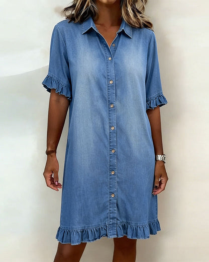 Aveline | Comfortable Denim Dress with Flattering Pleats