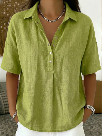 Coastvale | V-Neck Blouse with Button Detail
