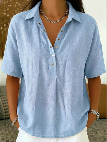 Coastvale | V-Neck Blouse with Button Detail