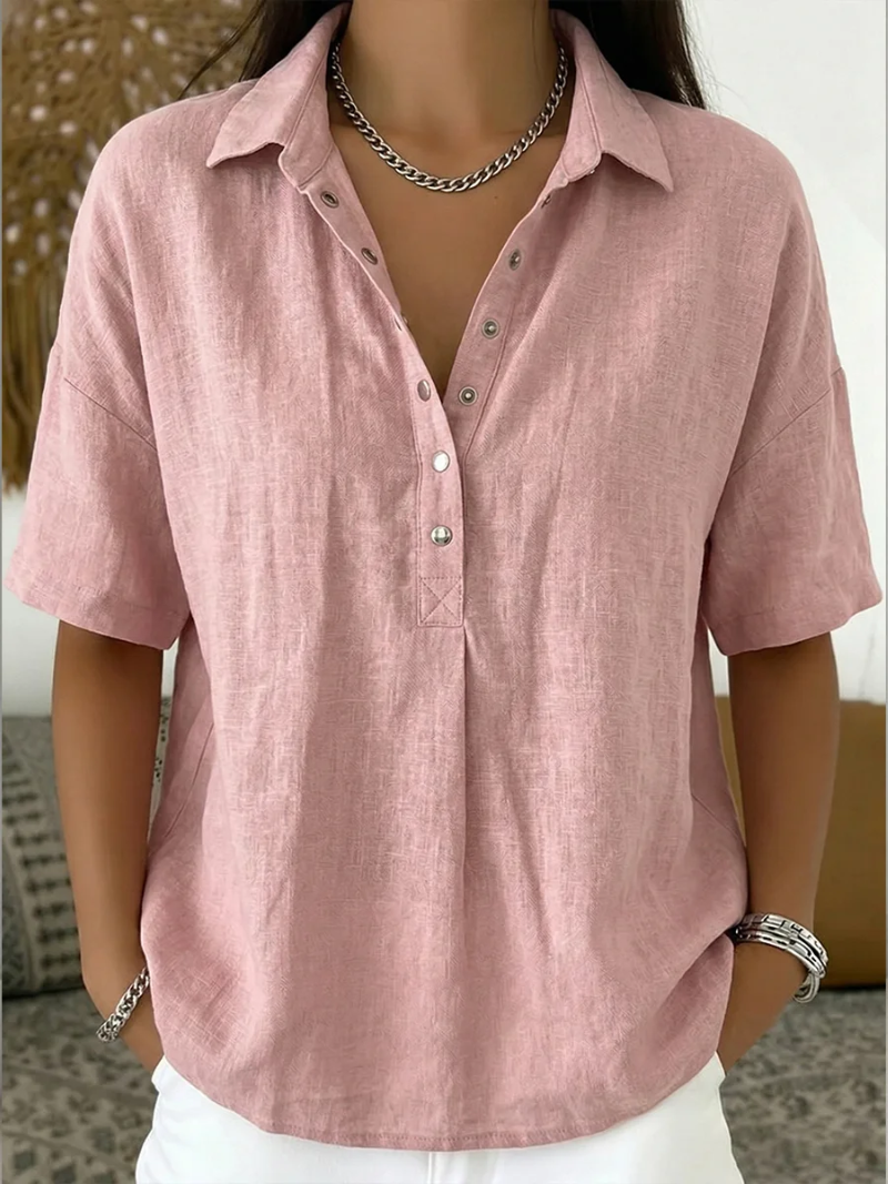 Coastvale | V-Neck Blouse with Button Detail