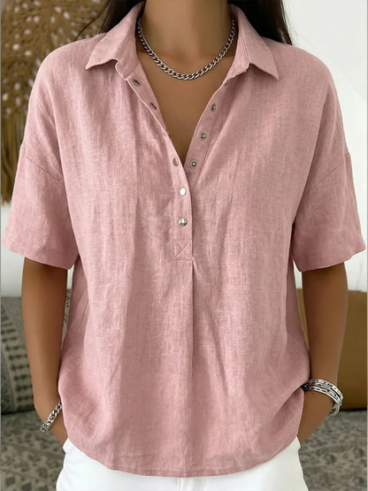 Coastvale | V-Neck Blouse with Button Detail