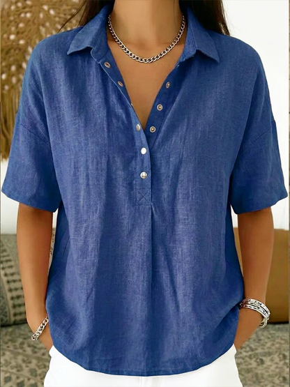 Coastvale | V-Neck Blouse with Button Detail