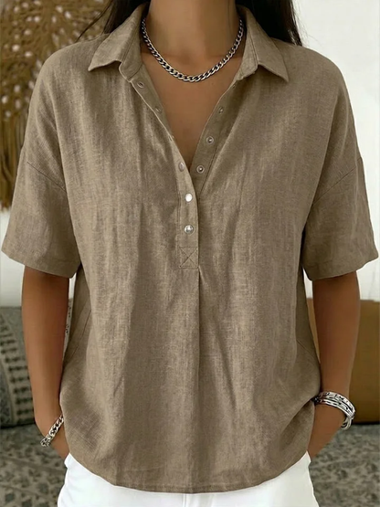 Coastvale | V-Neck Blouse with Button Detail