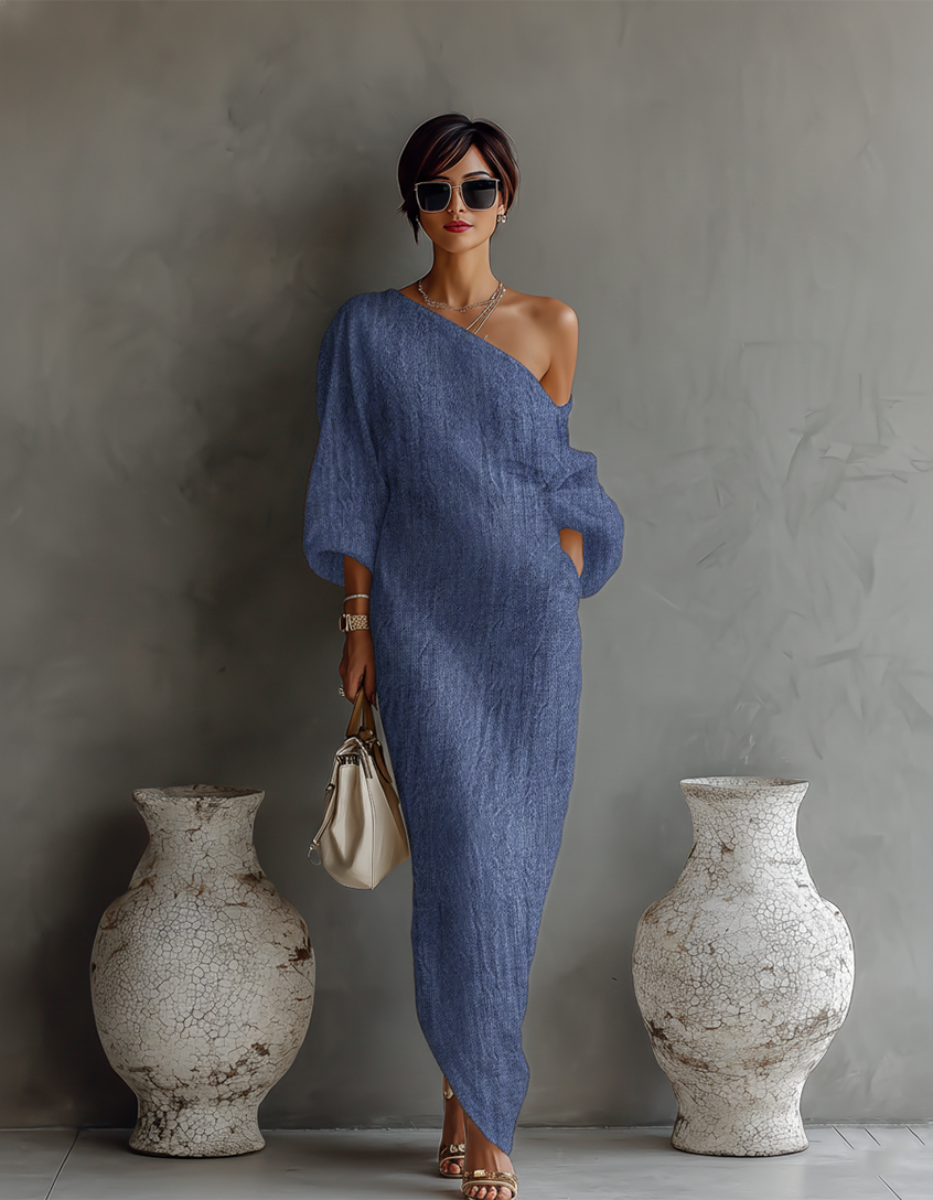 Ivory Off-the-Shoulder Maxi Dress