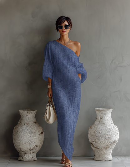 Ivory Off-the-Shoulder Maxi Dress