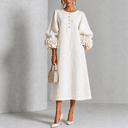 Clara | Floral-Cuff Midi Dress