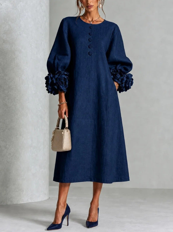 Clara | Floral-Cuff Midi Dress