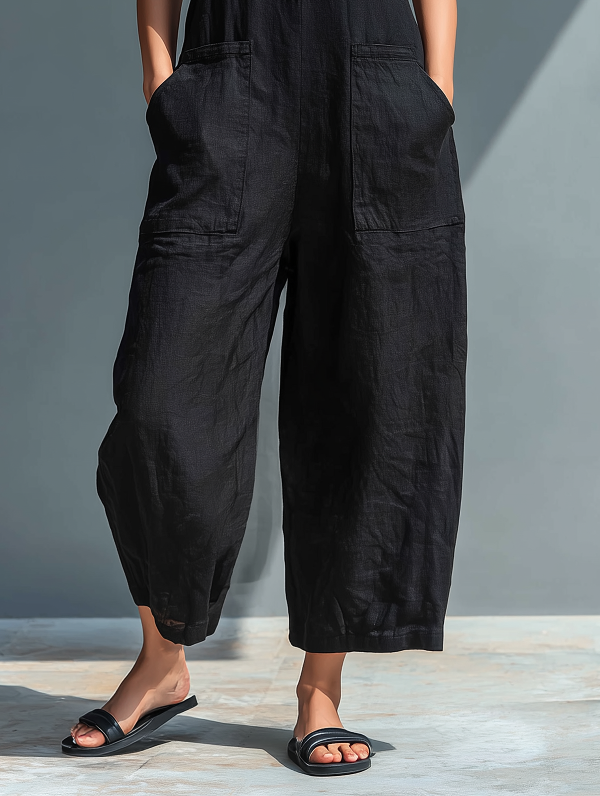 Sleeveless High-Neck Button-Front Jumpsuit