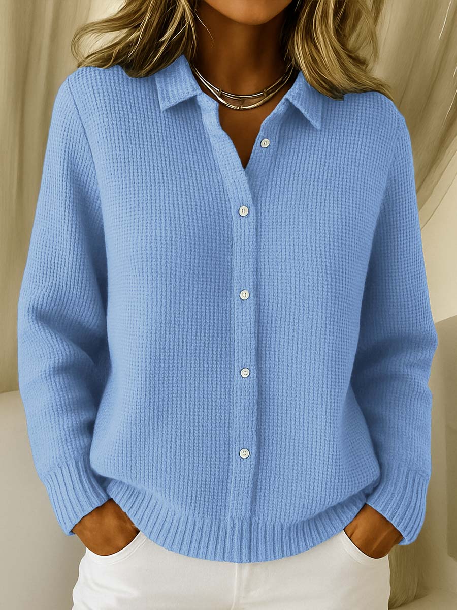 Elegant women's knitted blouse with buttons – Soft, stylish, and versatile