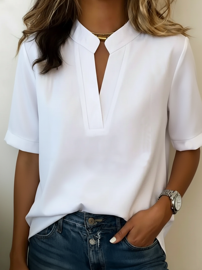 Coastvale | Chic V-Neck Blouse with Gold Detail