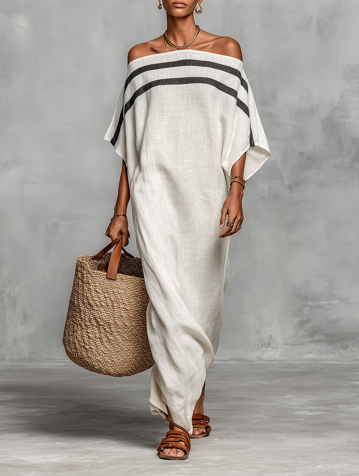 Minimalist Off-the-Shoulder Maxi Dress